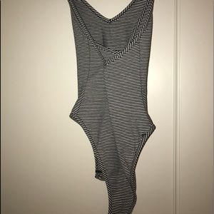 Striped Criss-Cross Bodysuit